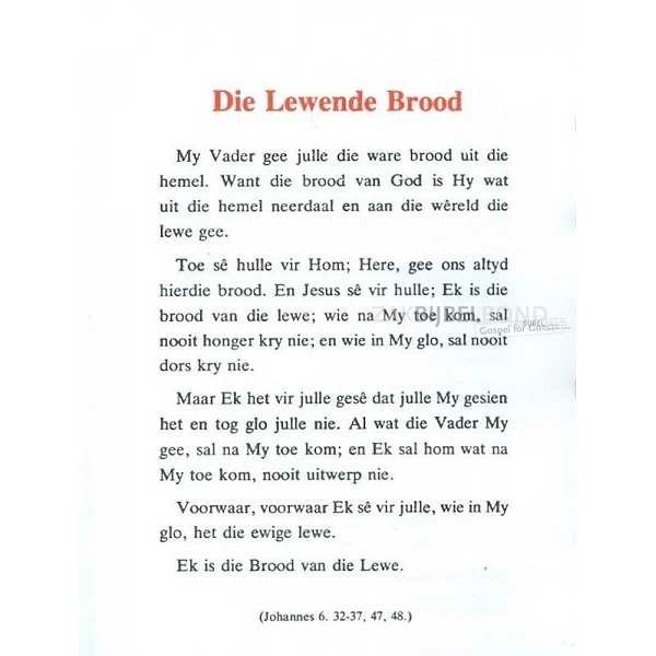 Afrikaans, Traktaat, Brood des levens