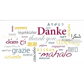 Meertalige wenskaart Dank je wel'