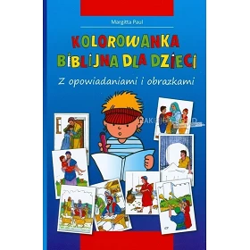 Poolse Kinderbijbel met kleurplaten door M. Paul - KLEURBIJBEL - Medium formaat met paperback kaft.
