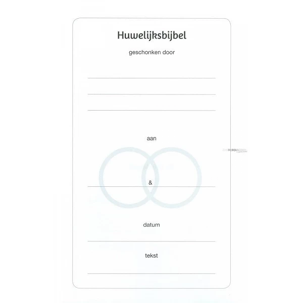 Inlegvel voor HuwelijksBijbel / TrouwBijbel