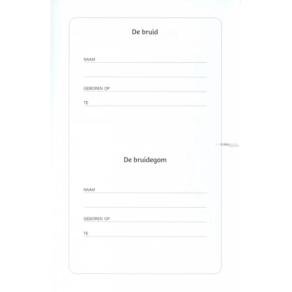 Inlegvel voor HuwelijksBijbel / TrouwBijbel