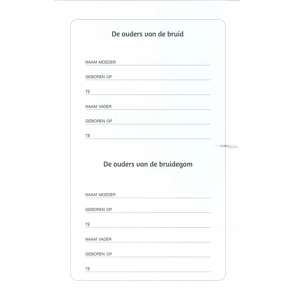 Inlegvel voor HuwelijksBijbel / TrouwBijbel