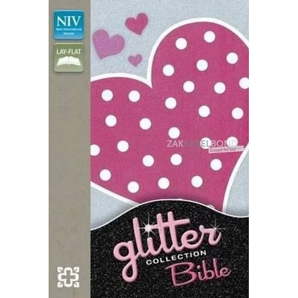 Engelse Bijbel in de New International Version (NIV) - GLITTER FLEXICOVER PINK HEART BIBLE - Medium formaat met flexibele kaft