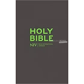 Engelse Bijbel in de New International Version (NIV). POCKET CHARCOAL BIBLE. Medium formaat met Vivellaleer en rits