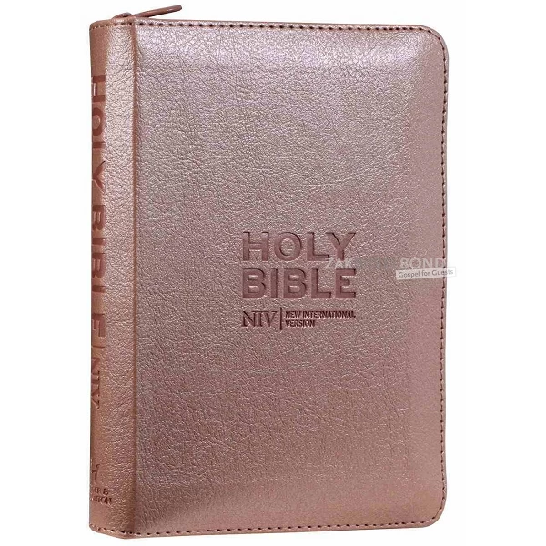 Engelse Bijbel NIV - Compact rosé goud rits