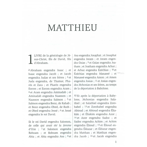 French Gospel of Matthew - Louis Segond