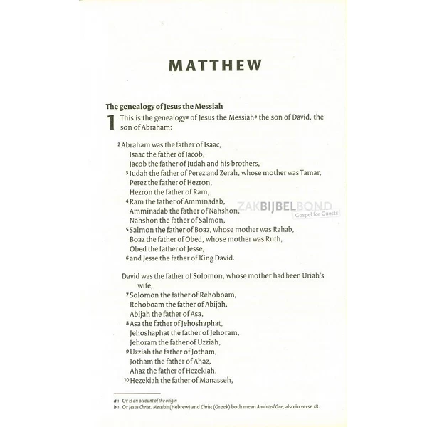 English Booklet with the Gospel according to Matthew in the NIV version