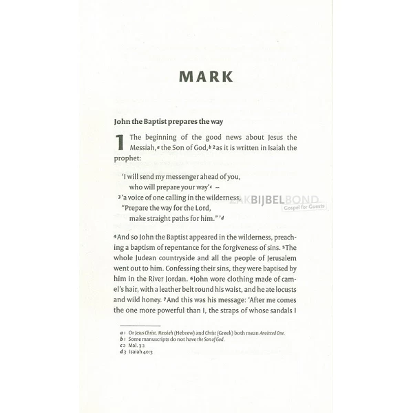 English Booklet with the Gospel according to Mark in the NIV version