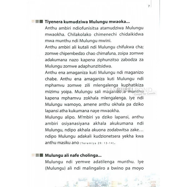 Chichewa evangelisatieboekje 'Gelukkig is...'