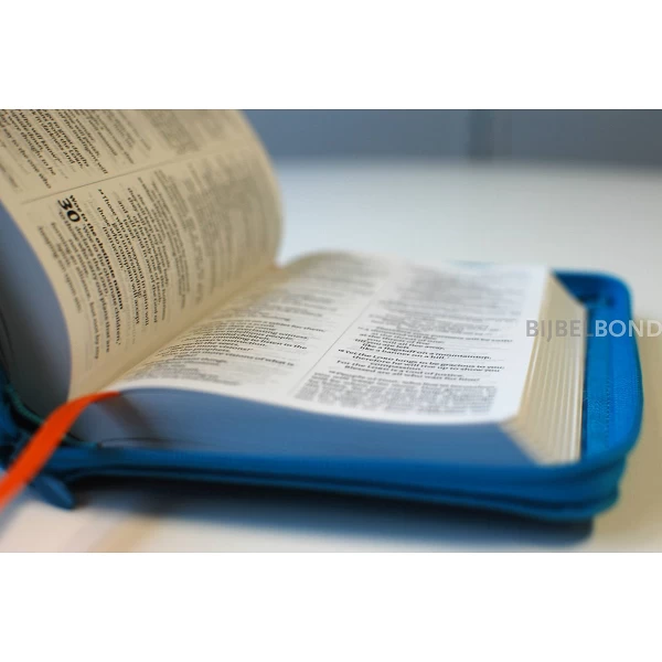 Engelse Bijbel NIV - Compact met rits turquoise
