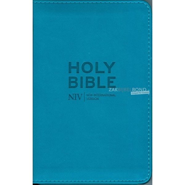 Engelse Bijbel NIV - Compact met rits turquoise