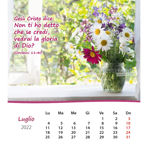 Italian postcard calendar 2022