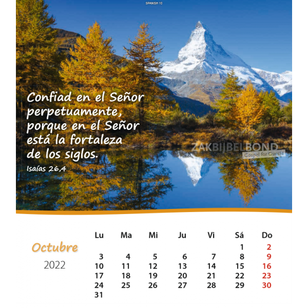 Spanish postcard calendar 2022