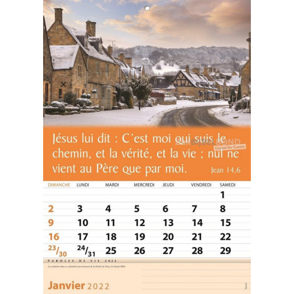 French wall calendar 2022