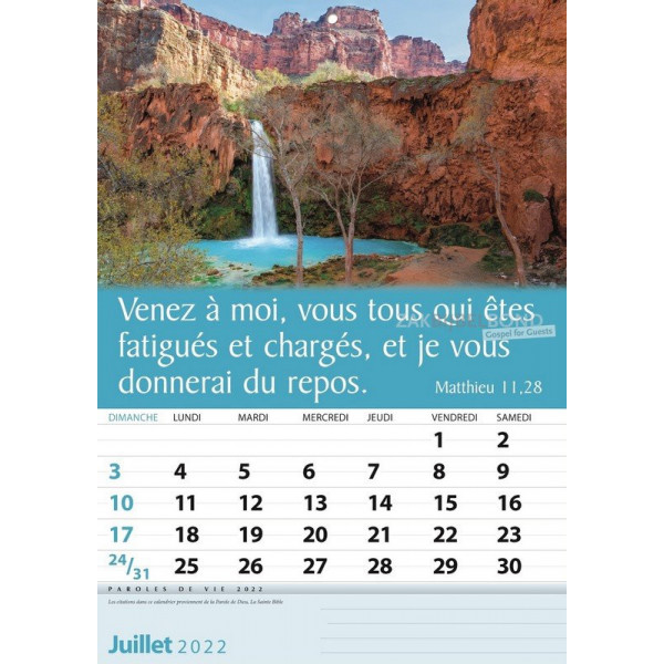 French wall calendar 2022