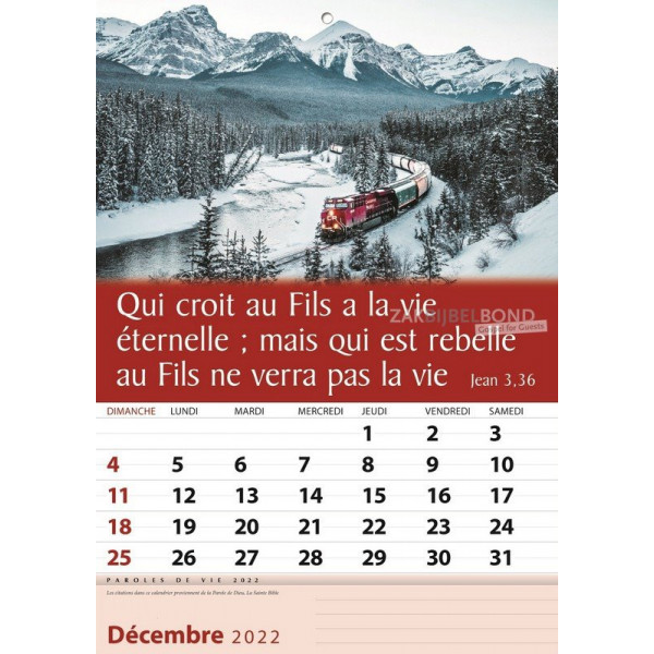 French wall calendar 2022