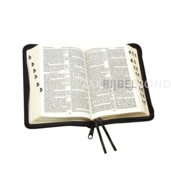 English Bible KJV - Classic reference Bible - black calfskin leather zipper thumb index