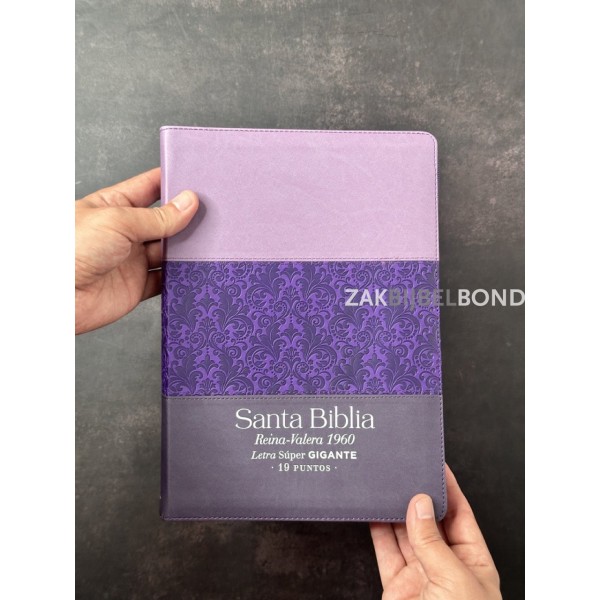 Spanish Bible RVR 60 - Letra Súper Gigante - purple thumb index zipper