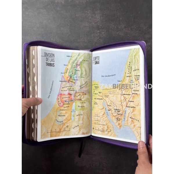 Spanish Bible RVR 60 - Letra Súper Gigante - purple thumb index zipper
