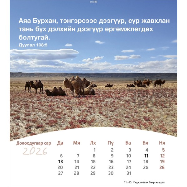 Mongoolse ansichtkaartenkalender 2026 - Leven voor jou