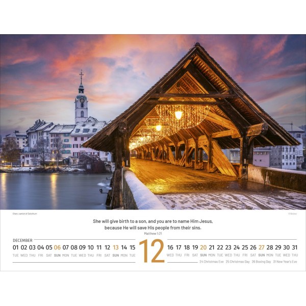 English Switserland calendar 2026