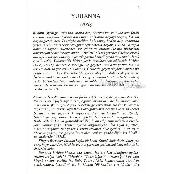 Turks, Johannes-evangelie, herziene traditionele vertaling